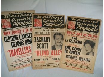 Three Original Vintage 1949-1950 'Westport Country Playhouse' Posters