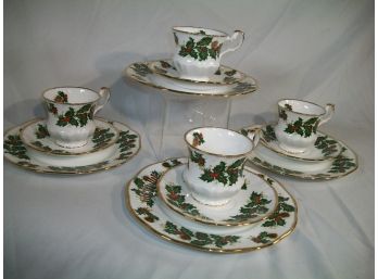 Queens / Rosina - Christmas China 'Yuletide' - Fine Bone China-  4pc Luncheon Set (12 Pieces)