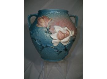 Fine Roseville Pottery 'Magnolia' Vase #2-8 (Blue/Pink/White)