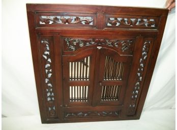 Very Decorative Carved Mahogany Mirror With Spindle Doors - Great Piece