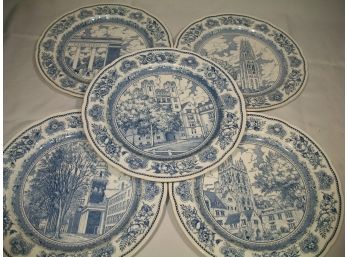 5 Yale University Wedgwood Dinner Plates - All Different - (Lot 2 Of 2) - 1940's