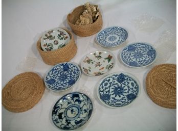 Lot Of 8 Vintage ? Antique ? Asian - Japanese ? Chinese ?   Blue & White Plates