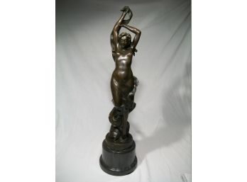 Stunning High Quality Large Nude Bronze With Marble Base - Estate Piece