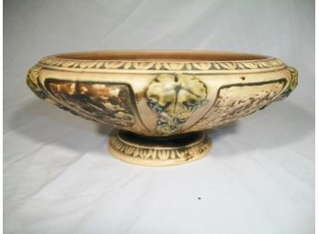 Large Vintage Roseville Florentine Pedestal Bowl (Old RV Ink Mark)