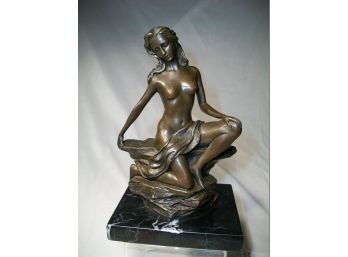 Gorgeous Signed 'Aldo Vitaleh' Bronze Nude On Marble Base - Estate Piece