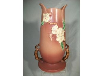 Gorgeous Large Roseville Pottery 'Apple Blossom' Vase #389-10 (Pink/White)