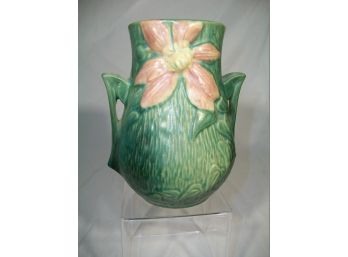 Beautiful Roseville 'Clematis' Vase #103-6 (Green/Pink)