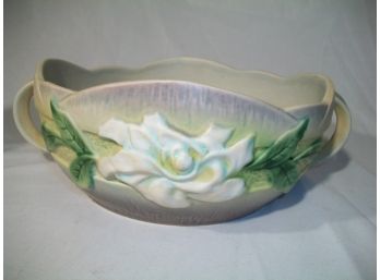Beautiful Roseville Pottery 'Gardenia' Bowl - #627-8 (Gray/White)