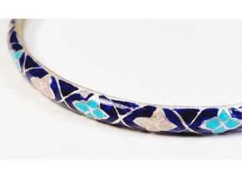 Colorful Enamel Sterling Silver Bangle Bracelet (new)