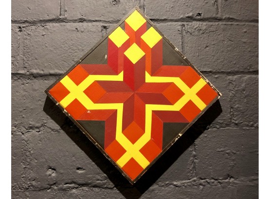 Vintage Geometric Abstract Painting Of A Cross