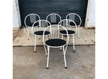 Set Of 6 Post Modern Tubular Metal Chairs By AMISCO