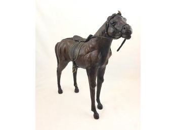 Vintage Leather Horse Statue Or Toy