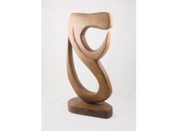 Original Abstract Wooden Sculpture Signed Barroso