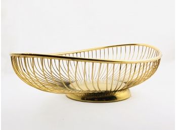 Vintage Brass Colored Wire Fruit Bowl - Made In Italy