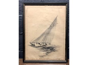 Original Nautical Sketch By LE Warner Dated 1932