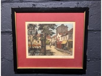 Vintage Hand Colored Etching By H. Tourneuy
