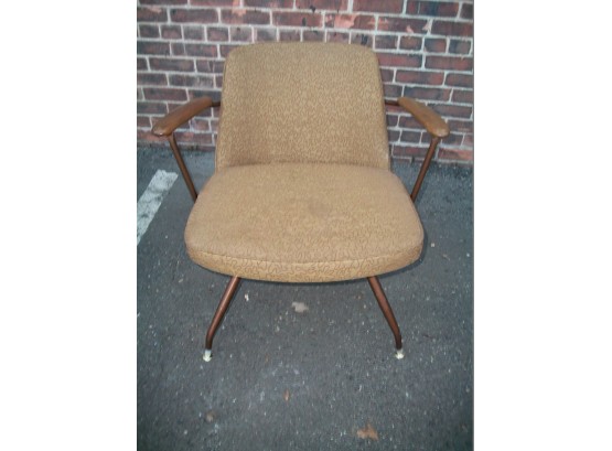 Very Cool ! - Swivel Mid-Century Chair With 'Atomic' Upholstery - WOW !