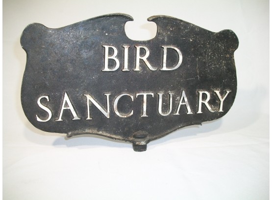 1940's 'Bird Sanctuary' Sign Cast Aluminum - Great Piece !