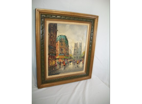 Large Oil On Canvas - Signed By 'R. Foffo' - Well Done - Paris Street Scene