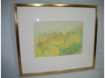 Listed Artist - Giuseppe Di Lieto 'Yellow House' Signed - Nice !