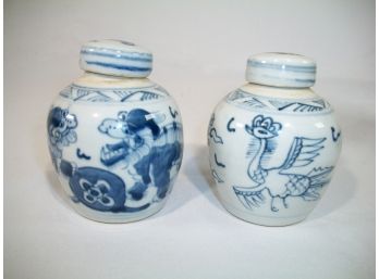 Very Small Vintage Chinese Lidded Jars / Urns - No Damage - Antique ? Vintage ?