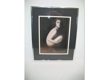 Well Done Nude Painting Of Woman (Oil On Burlap) Signed Illegibly