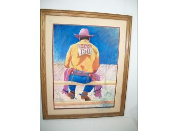 1989 Signed Pastel / Well Done / 'Coca Cola Cowboy' - Texas ? Arizona  ?