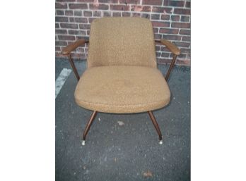 Very Cool ! - Swivel Mid-Century Chair With 'Atomic' Upholstery - WOW !