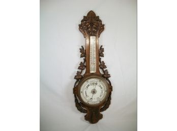 Fabulous Antique Carved Oak Aneroid Barometer By Sidric (Works Fine)