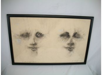 Very Interesting Charcoal Or Pastel - Signed & Dated (Manner Of Chuck Close) 1978