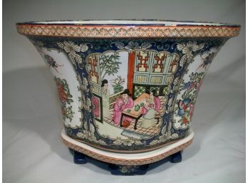 Large Japanese Vessel  / Planter W/Under Plate - Great Colors