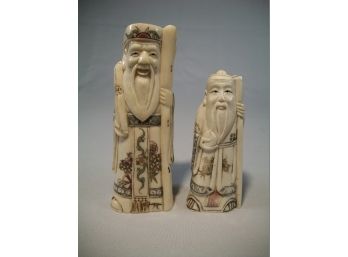 Two Carved Netsuke Type Figurines Interesting Pieces