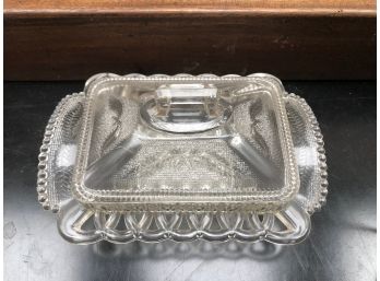 Antique Glass Honey Dish Butter Cooperative Flint Crossed Ferns