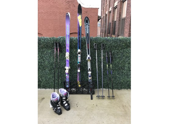 Three Skis, Boots, And Holder!