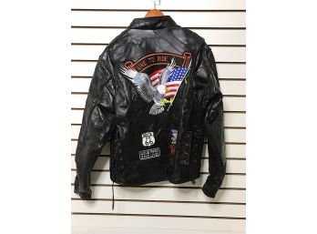 Harley Davidson 'Live To Ride' Eagle Leather Jacket - Size L
