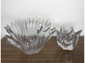 Orrefors Tulip Bowl And Large Crystal Bowl