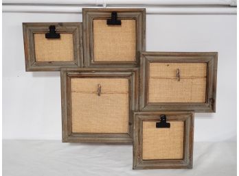 Wood Framed & Burlap Collage Frame With Clips