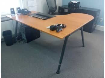 Beautiful Modern Wood And Metal Office Desk With Adjustable Legs