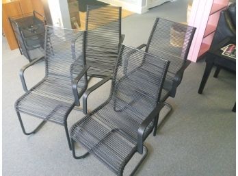 Four Beautiful Metal Chairs With Vinyl Seat Webing