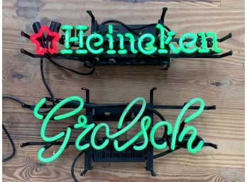 A Pair Of Vintage Neon Beer Signs - Heineken And Grolsch