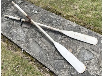 A Pair Of Vintage White Painted Oars