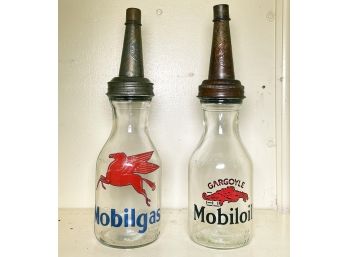 Antique Oil Bottles With Pouring Lids