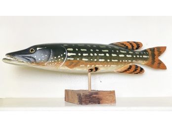 A Hand Painted Carved Wood Model Fish