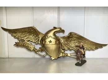 A Gilt Federal Eagle Plaque And Antique George Washington Figurine