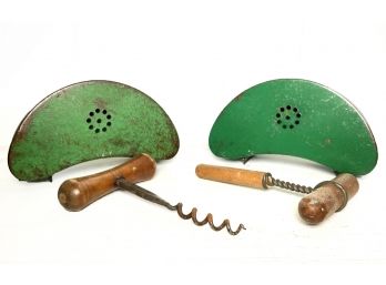 Vintage Metal Ration Containers And Corkscrews