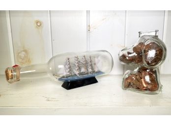 A Ship In A Bottle And Vintage Pennies!