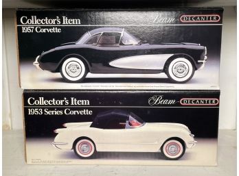 A Pair Of Vintage Corvette Decanters, New In Box