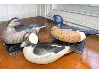 A Group Of 3 Vintage Hand Made Decoys, By Big Sky Carvers And Dan Brown