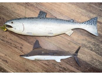 Antique And Vintage Carved Wood Fish