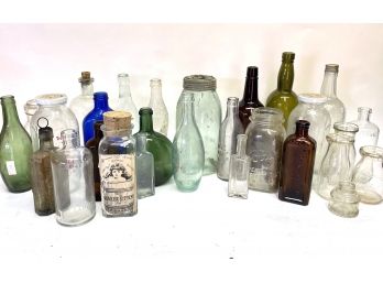 A Large Collection Vintage And Antique Bottles